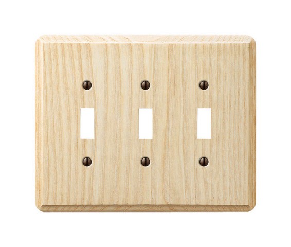 Picture of Amerelle 401TTT 3 Toggle Unfinished Ash Contemporary Wood Wall Plate