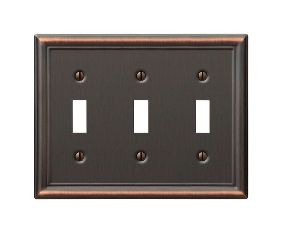 Picture of Amerelle 149TTTDB 3 Toggle Aged Bronze Chelsea Wall Plate