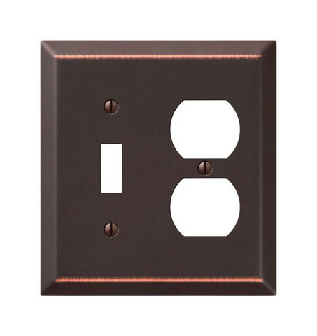 Picture of Amerelle 163TDDB 1 Toggle-1 Duplex Combo Aged Bronze Stamped Steel Wall Plate