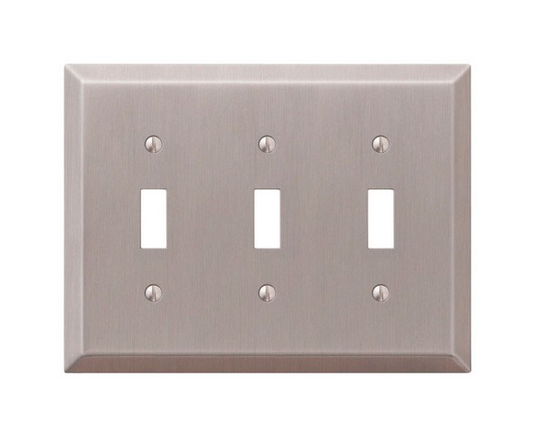 Picture of Amerelle 163TTTBN 3 Toggle Brushed Nickel Stamped Steel Wall Plate