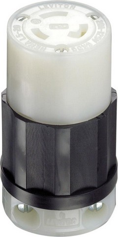 Leviton Grounded Locking Connector 20A 125V Nylon Black & White - 3265253