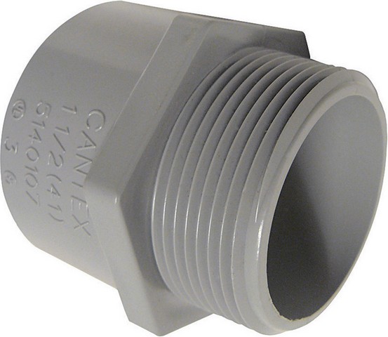 Conduit Fitting Adapter, 1-1/2 in, Threaded, PVC, PVC Coated