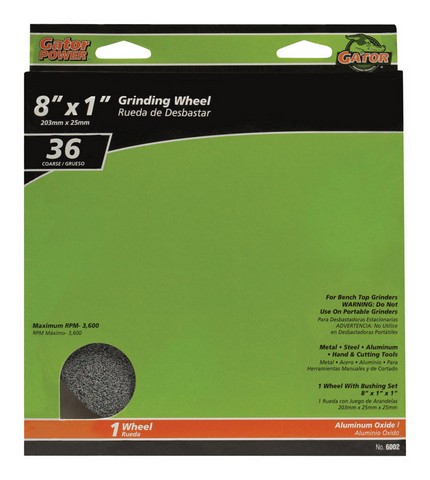 8 x 0.75 x 1 in. Benchtop Grinding Wheel, 36 Grit, Extra Coarse