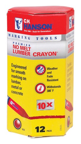 Picture of C.H. Hanson 10382 Red Lumber Crayon - pack of 12