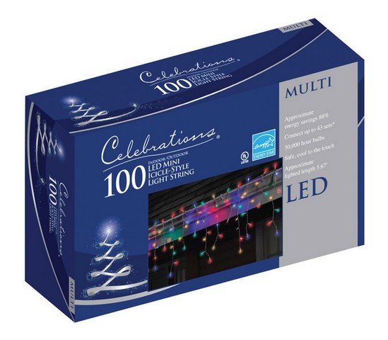 Picture of Celebrations 40812-71 Icicle Multi-Colored LED 100 Light Set