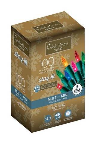 Celebrations 44801-71 Gold Multi-Color 100 Mini Light Set