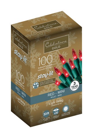 Celebrations 44802-71 Staylit Commercial Mini Light Set in Red