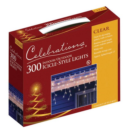 Picture of Celebrations 14083W-71 Mini Icicle Clear 300 Light Set