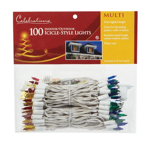 Celebrations 14088-71 Multi Color 100 Mini Icicle Lights