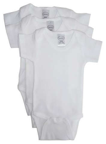 Picture of Bambini 001 L White Short Sleeve One Piece&#44; Large - Pack of 3