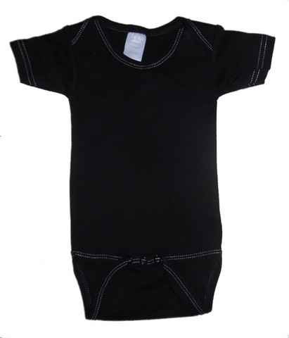 Picture of Bambini 0010B NB Black Interlock Short Sleeve Onezie&#44; New Born