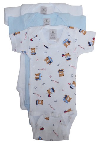 Picture of Bambini 004 NB Boys Printed Short Sleeve Onezie- Variety Color - New Born