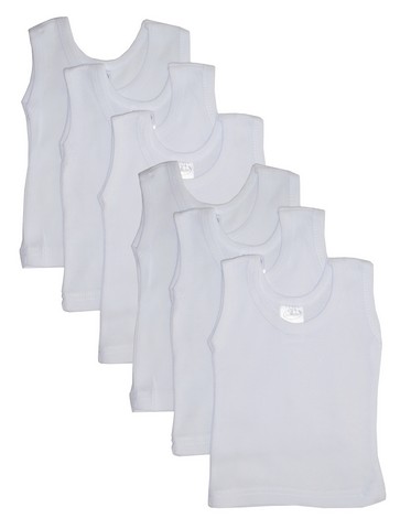 Picture of Bambini 0346 NB Rib Knit White Sleeveless Tank Top Shirt- New Born - Pack of 6