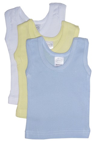 Picture of Bambini 035 M Boys Rib Knit Assorted Pastel Sleeveless Tank Top Shirt- Medium - Pack of 3