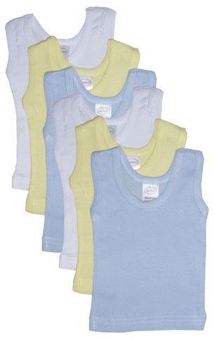 Picture of Bambini 0356 L Boys Rib Knit Assorted Pastel Sleeveless Tank Top Shirt- Large - Pack of 6