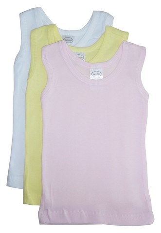 Picture of Bambini 036 M Girls Rib Knit Assorted Pastel Sleeveless Tank Top Shirt&#44; Medium - Pack of 3