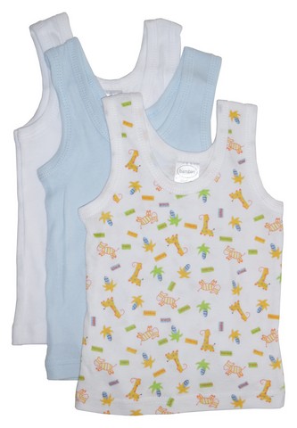 Picture of Bambini 037 L Boys Rib Knit Variety Color Printed Tank Top Shirt- Large - Pack of 3