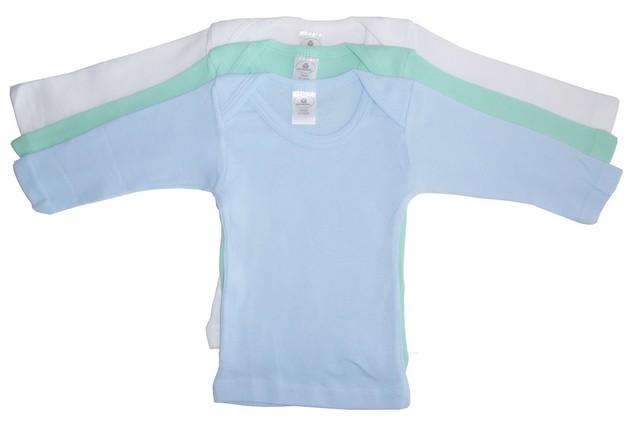 Picture of Bambini 051 L Boys Rib Knit Assorted Pastel Long Sleeve T-Shirt- Large - Pack of 3