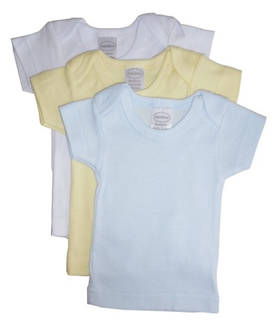 Picture of Bambini 056 M Boys Rib Knit Assorted Pastel Short Sleeve T-Shirt- Medium - Pack of 3