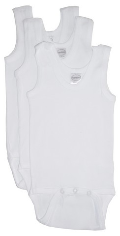 Picture of Bambini 106 NB Rib Knit White Sleeveless Tank Top Onezie&#44; New Born - Pack of 3