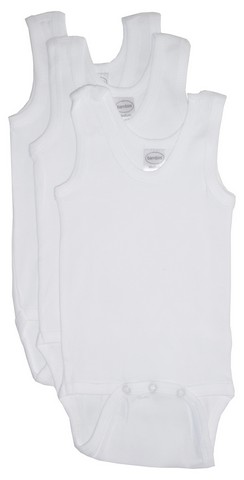 Picture of Bambini 106 S Rib Knit White Sleeveless Tank Top Onezie- Small - Pack of 3