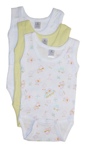 Picture of Bambini 111A L Girls Rib Knit Variety Color Sleeveless Tank Top Onezie- Large - Pack of 3