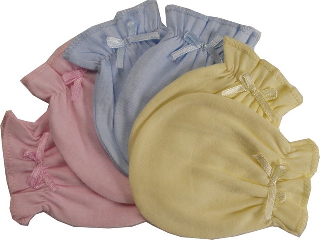 116 Pastel Asorted Color Cotton Jersey Infant Mittens