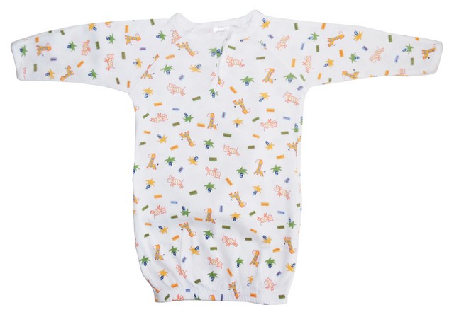 Picture of Bambini 911U One Size Unisex Print Infant Gowns- Assorted Pastels - Pack of 2