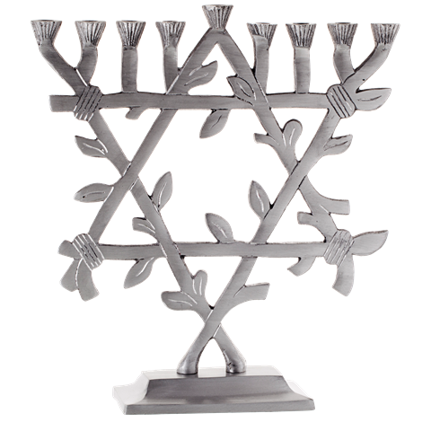 Picture of Nua Collection 59015 Menorah Standing with Star Of David Shinny  9 in.