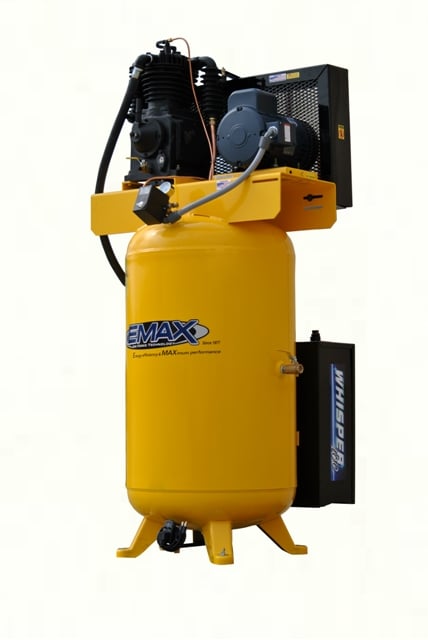 ESP05V080I1 Industrial Plus Silent Air 5 HP 2 Stage 1 PH 80 gal Vertical Air Compressor -  Emax Compressor