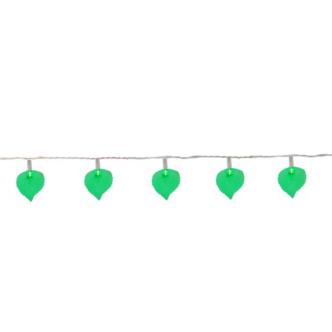 Green Leaf Patio & Garden Novelty Christmas Lights- White Wire - Set of 10