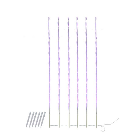 Purple LED Lighted White Branch Patio & Garden Novelty Christmas Light Stakes 4 ft. - Set of 6