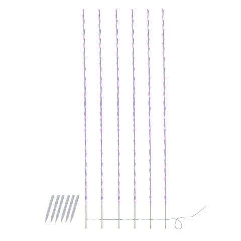 Purple LED Lighted White Branch Patio & Garden Novelty Christmas Light Stakes 6 ft. - Set of 6