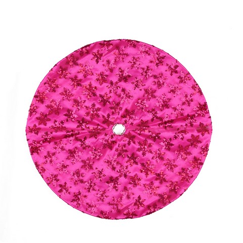 20 in. Decorative Pink Sequin Snowflake Pattern Mini Christmas Tree Skirt