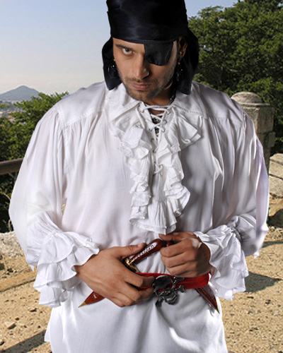 C1006 Captain Charles Vane Shirt- White - Small & Medium
