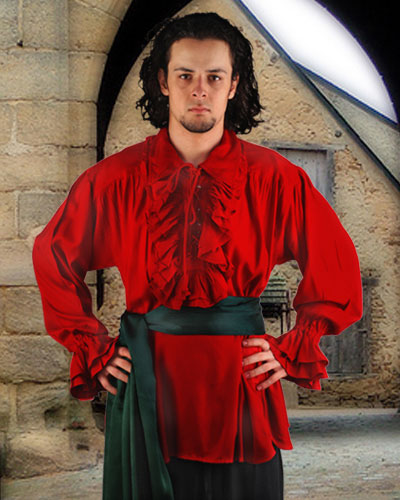 C1006 Captain Charles Vane Shirt- Red - Small & Medium