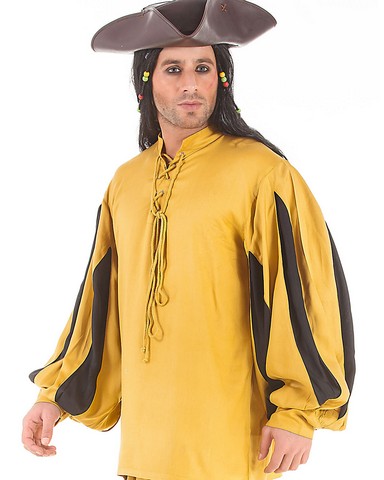 C1060 European Medieval Shirt- Gold & Black - Extra Large