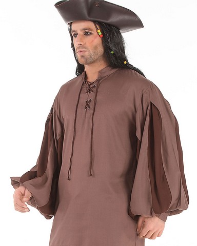 C1060 European Medieval Shirt- Brown & Chocolate - 2XL