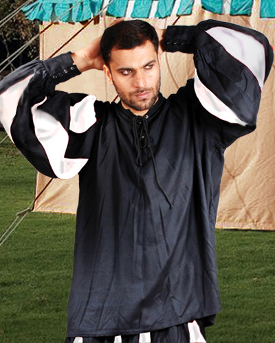 C1060 European Medieval Shirt- Black & White - 2XL