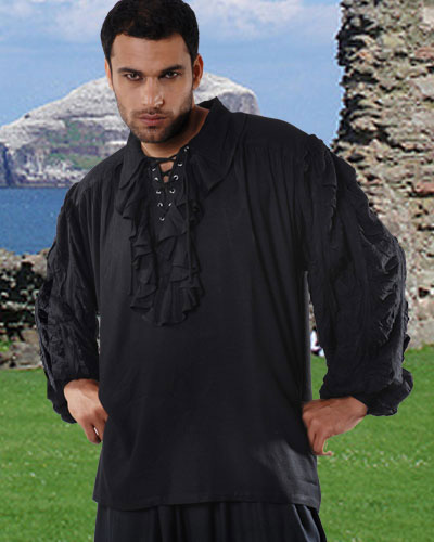 C1014 John Reckham Shirt- Black - Small & Medium -  The Pirate Dressing, C1014-black-S/M