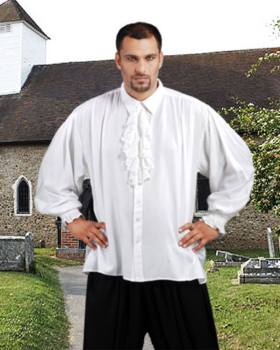 C1101 Medieval Dress Shirt- White - Large