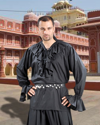C1098 Nobles Medieval Shirt- Black - Small & Medium