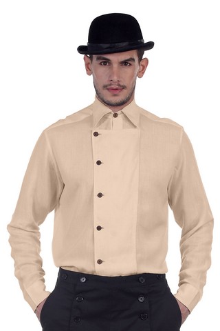 C1293 Ulysses Side-Button Shirt- Almond - Large