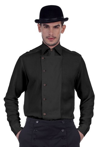 C1293 Ulysses Side-Button Shirt - Black - Small