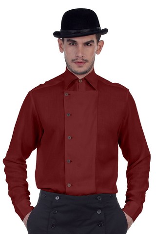 C1293 Ulysses Side-Button Shirt- Chocolate - Extra Large