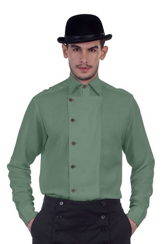 C1293 Ulysses Side-Button Shirt- Green - Extra Large
