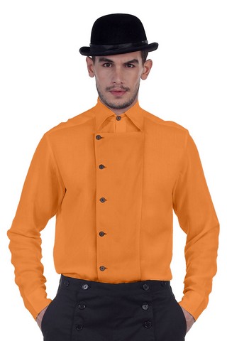 C1293 Ulysses Side-Button Shirt - Orange - Large
