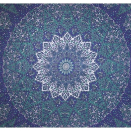 Picture of Kayso TP007 Square Blue & Green Star Mandala Tapestry&#44; Large