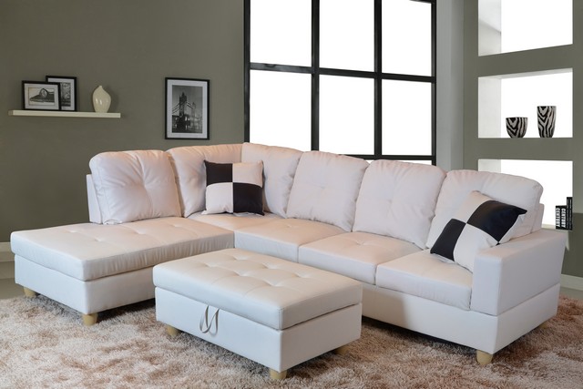 LF092A Urbania Left Hand Facing Sectional Sofa- White - 35 x 103.5 x 74.5 in -  LifeStyle Furniture