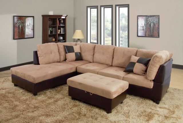 LF103A Siano Left Hand Facing Sectional Sofa- Sand - 35 x 103.5 x 74.5 in -  LifeStyle Furniture